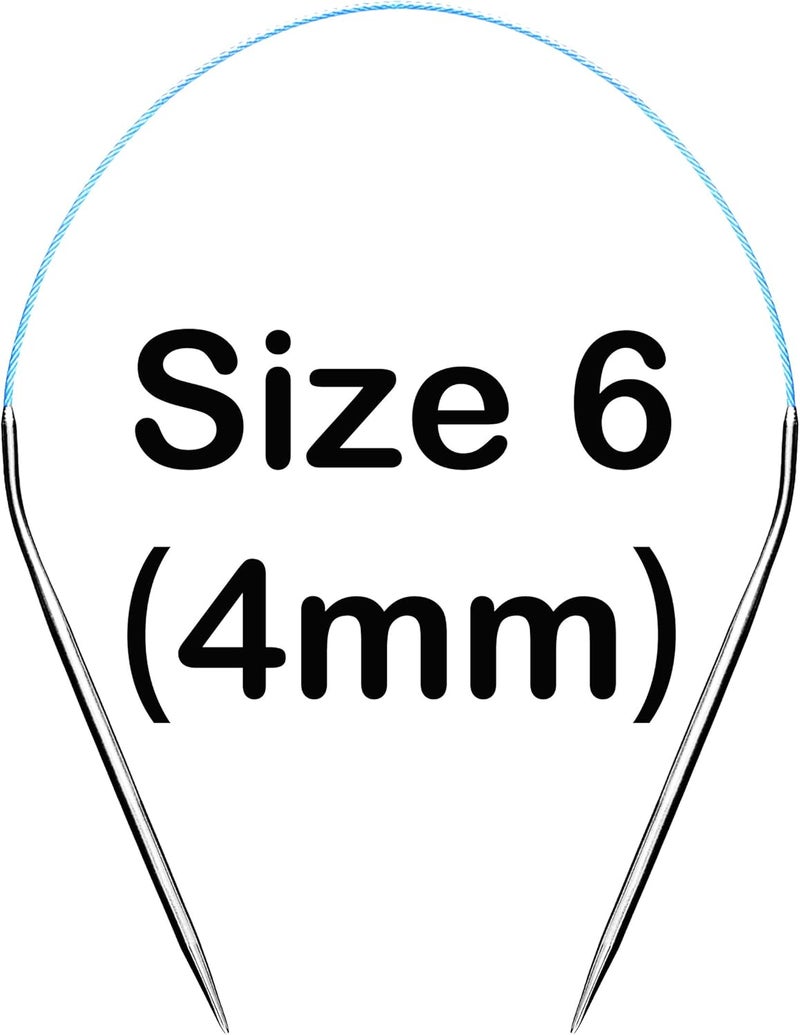 cuteDIY Size 6 Circular Knitting Needles 16 Inch Set Round Metal Kit (Etched US&mm, Color-Coded Cable, Smooth Join) - Image 2